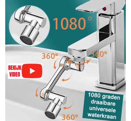 Allernieuwste.nl® Draaibare Waterkraan Verlenging Universeel voor Keuken Kraan en Badkamer 1080° ABS - Zilver %%