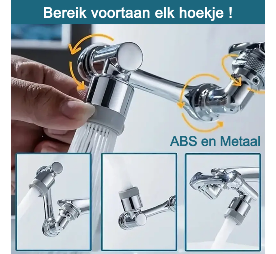 Draaibare Waterkraan Verlenging Universeel voor Keuken Kraan en Badkamer 1080° ABS - Zilver %%