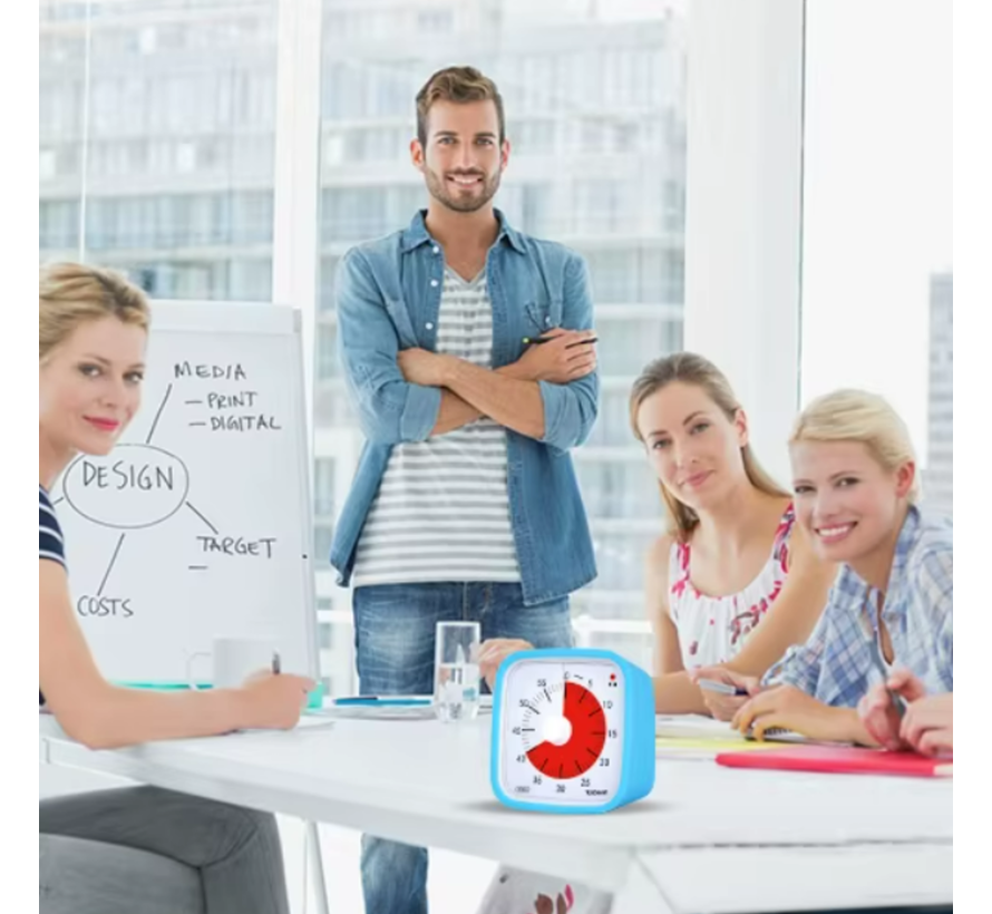 Visuele Afteltimer Countdown Timer Tijdklok 60 Minuten Tijdmanagement Tool - Leerklok Kind, School, Thuis, Keuken, Kantoor- Stille Timer Met Nachtlampje - Blauw Rood ##