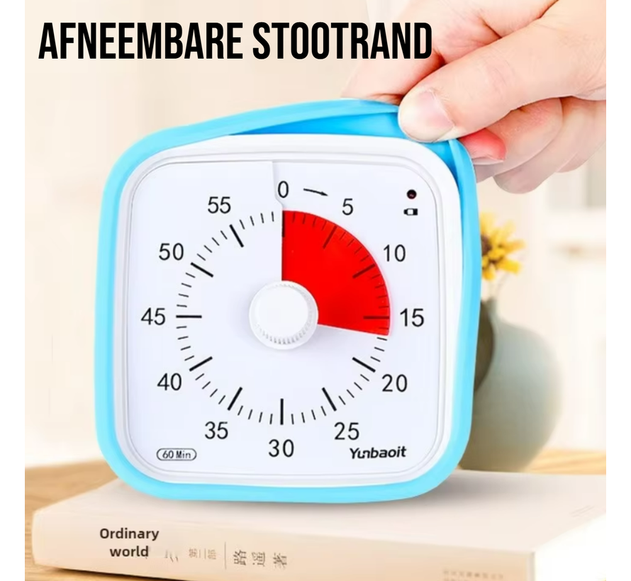 Visuele Afteltimer Countdown Timer Tijdklok 60 Minuten Tijdmanagement Tool - Leerklok Kind, School, Thuis, Keuken, Kantoor- Stille Timer Met Nachtlampje - Blauw Rood ##