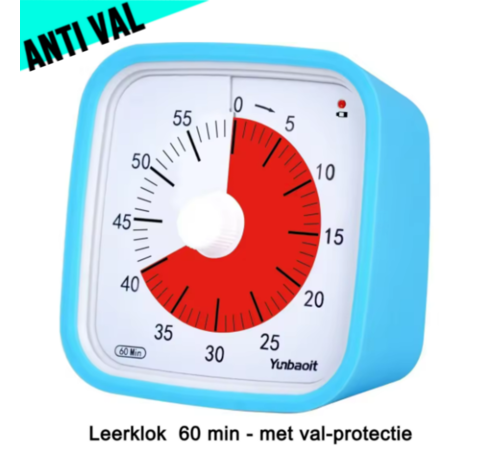 LaGloss Visuele Afteltimer Countdown Timer Tijdklok 60 Minuten Tijdmanagement Tool - Leerklok Kind, School, Thuis, Keuken, Kantoor- Stille Timer Met Nachtlampje - Blauw Rood ##