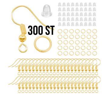 LaGloss 300 Stuks Oorbel Haken - Hypoallergene Gouden Haakjes voor Sieraden Maken **