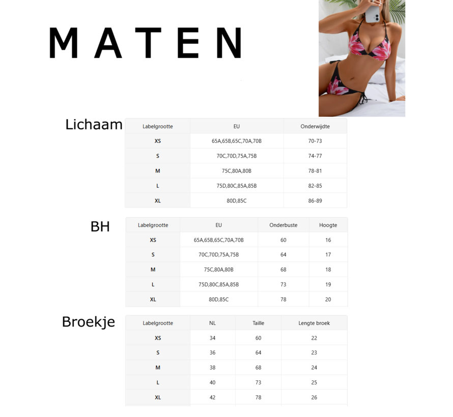 LaGloss® 2-delige Dames Bikiniset – Bloemenprint – Diepe V-hals – Sexy & Comfortabel – Maat XL