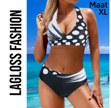 LaGloss 2-Delige Bikini Set met Zwart Wit Print Maat XL