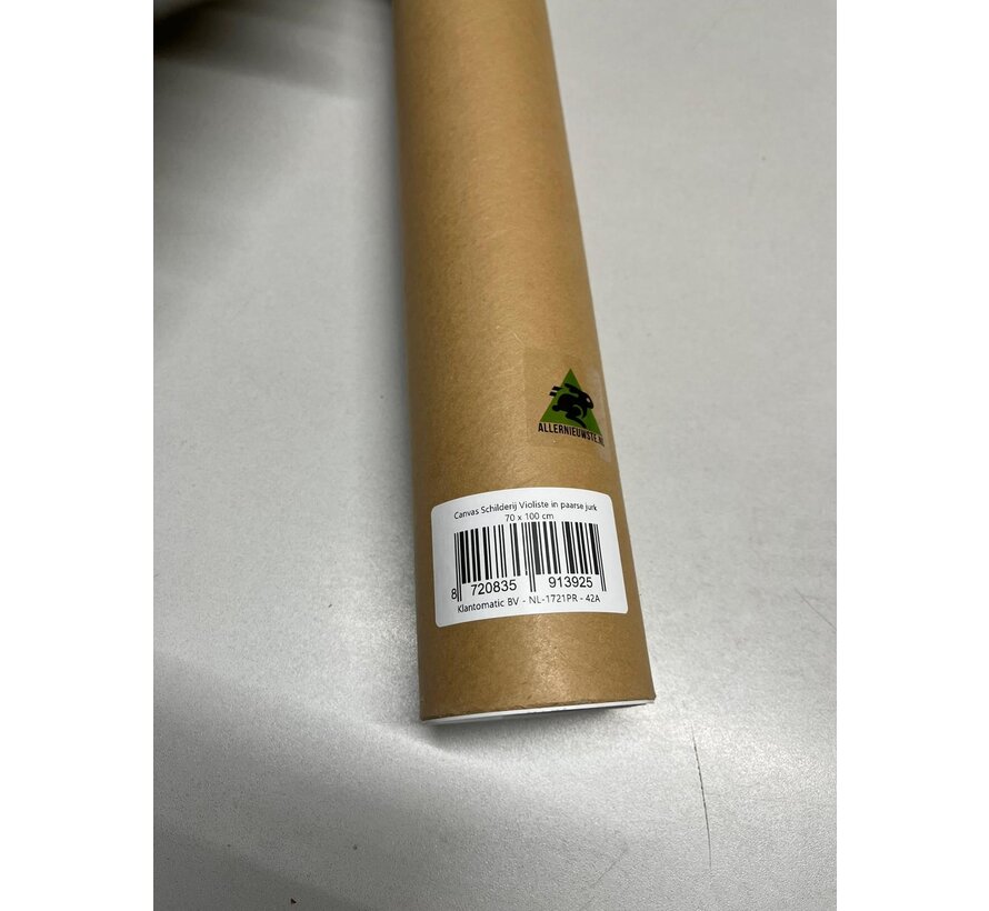 Allernieuwste.nl® Canvas Schilderij Violiste in paarse jurk - Kunst aan je Muur - Kleur - 70 x 100 cm