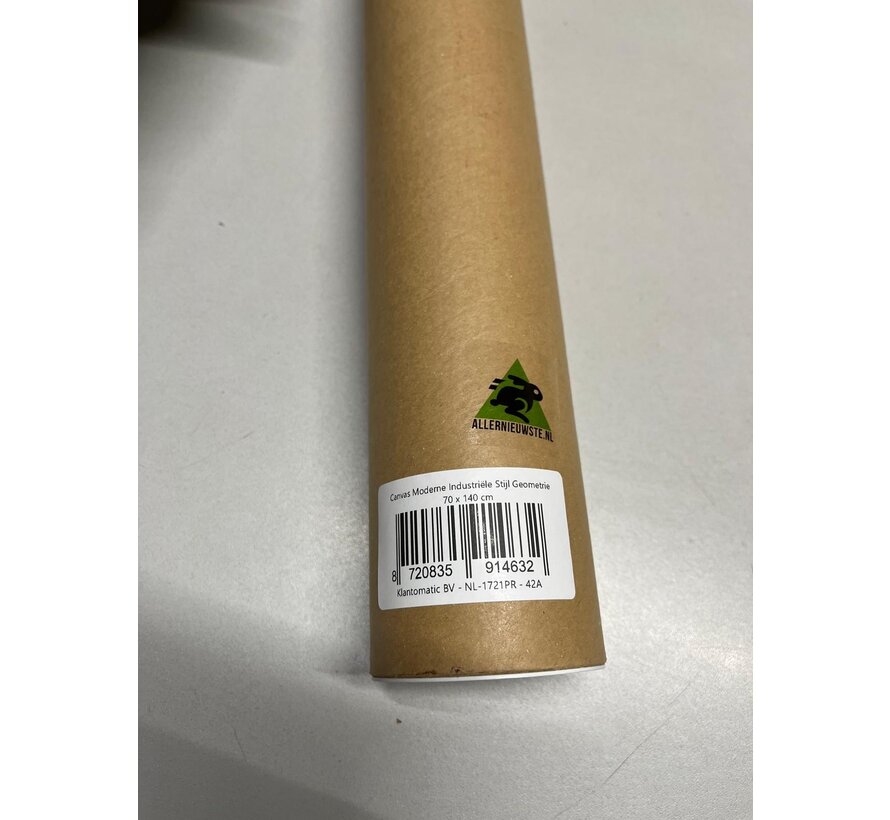 Allernieuwste.nl® Canvas Schilderij Moderne Industriële Stijl Geometrie - Industrieel Retro - Zwart wit - 70 x 140 cm