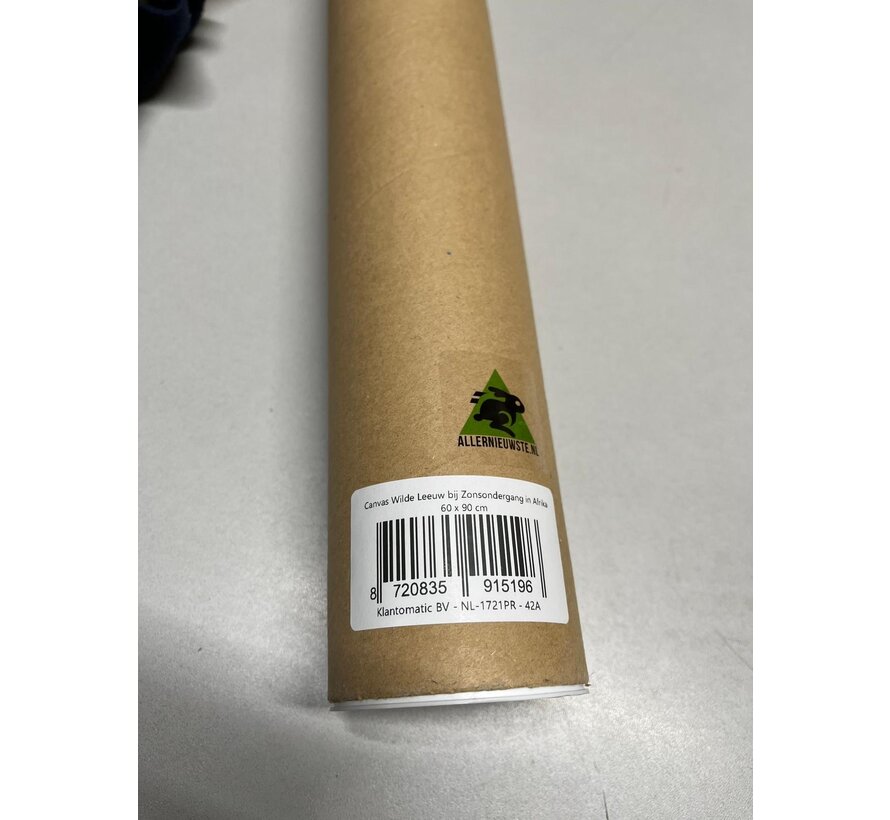 Allernieuwste.nl® Canvas Schilderij Wilde Leeuw bij Zonsondergang in Afrika - Modern - Kleur - 60 x 90 cm