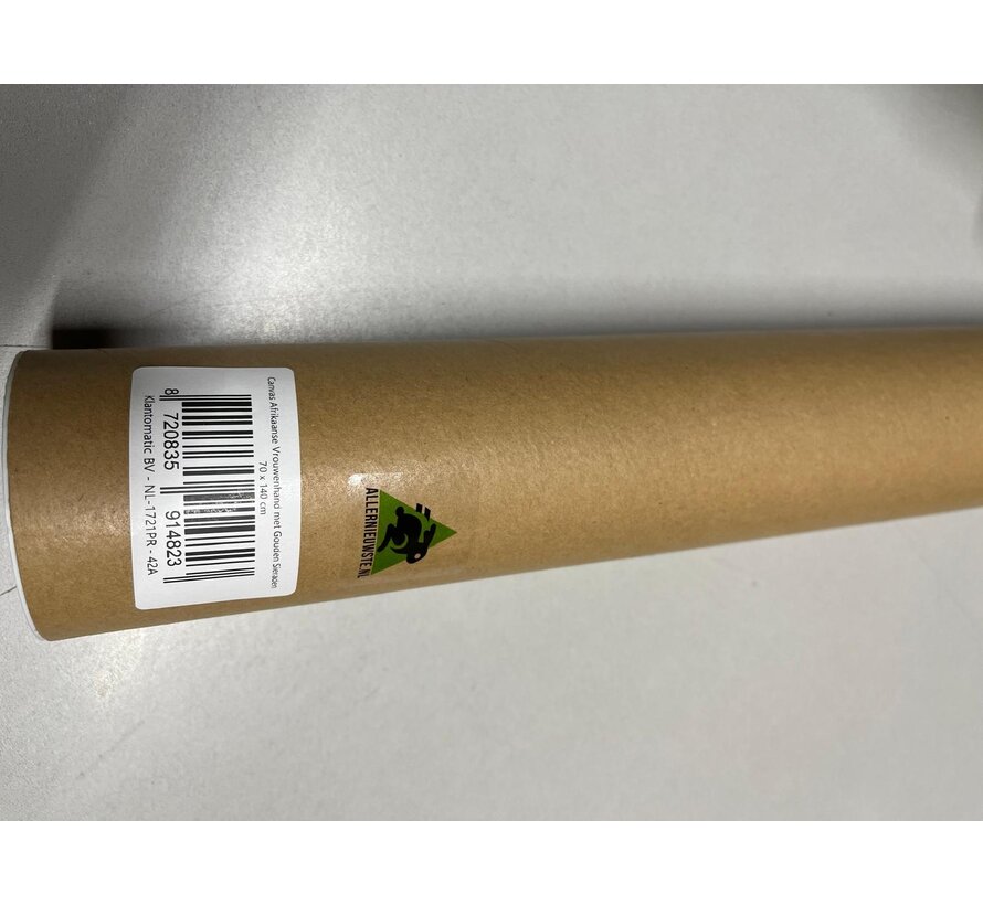 Allernieuwste.nl® Canvas Schilderij Afrikaanse Vrouwenhand met Gouden Sieraden - Kleur Goud-Zwart - XL 70 x 140 cm