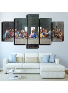 Allernieuwste.nl Canvas Schilderij 5-luik Het Laatste Avondmaal van Da Vinci - 70 x 125 cm