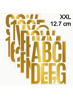 Allernieuwste.nl® Grote Alfabet Stickers 12 cm Hoog – 6 Vellen - 78 Letters - Goud