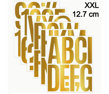 Allernieuwste.nl® Grote Alfabet Stickers 12 cm Hoog – 6 Vellen - 78 Letters - Goud