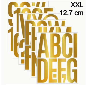 Allernieuwste.nl® Grote Alfabet Stickers 12 cm Hoog – 6 Vellen - 78 Letters - Goud