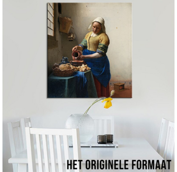 Allernieuwste.nl® Origineel Formaat Canvas Johannes Vermeer Melkmeisje - Ouder Meester - Kleur - 40 x 46 cm