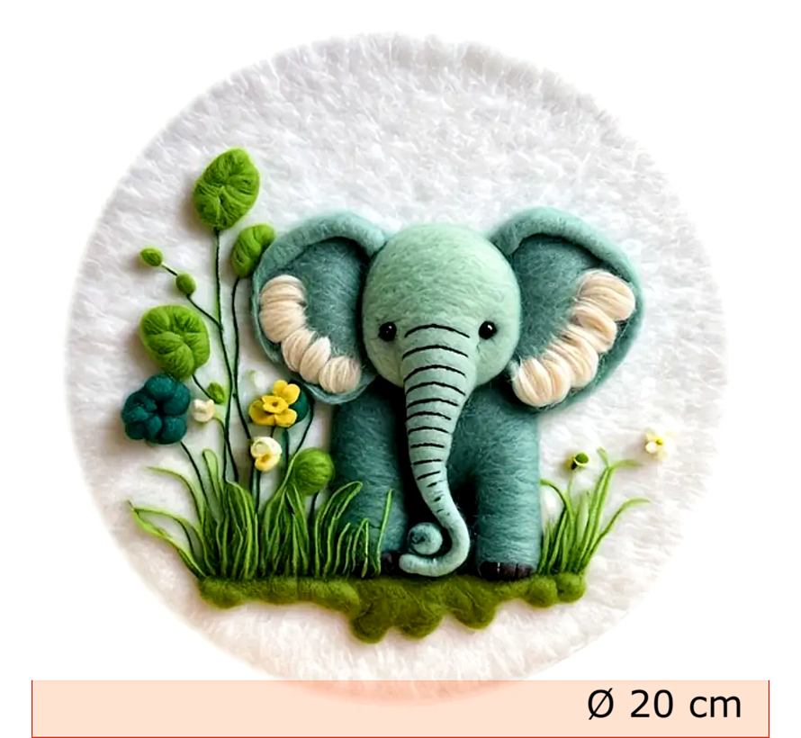 DIY Naaldvilt Wolvilt Pakket Olifantje – Complete Starterset – Met Wol, Naalden, Borduurring & Handleiding – Creatief Hobbypakket voor Beginners & Gevorderden