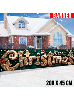 Allernieuwste.nl® Vrolijk Kerstfeest Tuinbanner -Kerstdecoratie