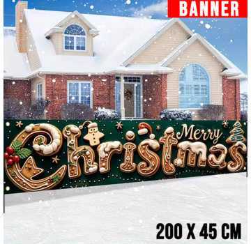 Allernieuwste.nl® Vrolijk Kerstfeest Tuinbanner -Kerstdecoratie