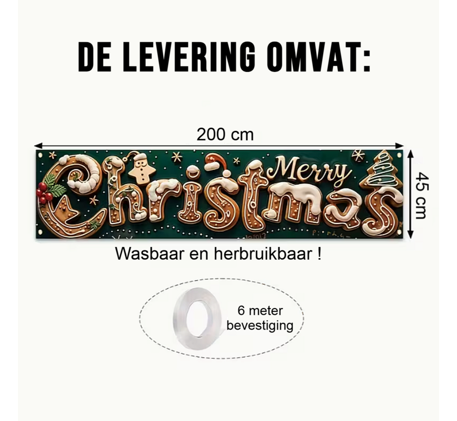 Vrolijk Kerstfeest Tuinbanner – Kerstmotief Winterfeest Decoratie – Buiten & Tuin Banner – Polyester Met Linten – Kerstdecoratie