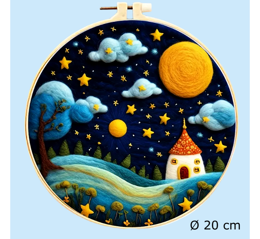 DIY Naaldvilt Wolvilt Pakket Slaap Zacht – Complete Starterset – Met Wol, Naalden, Borduurring & Handleiding – Creatief Hobbypakket voor Beginners & Gevorderden