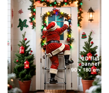 Allernieuwste.nl® XL Kerstman Deurbanner – 90x180 cm