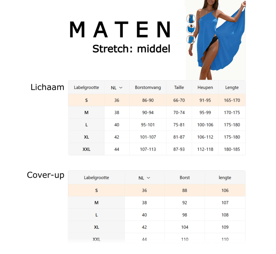 LaGloss® 3-in-1 Eén-Schouder Strandcover-Up – Lichtblauw – Stretchy & Lichtgewicht Kruisriemontwerp – Elegante Strandjurk voor over Bikini – Maat L