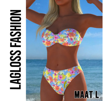 LaGloss 2-Delige Dames Strapless Bikini Set Blauw – Maat L