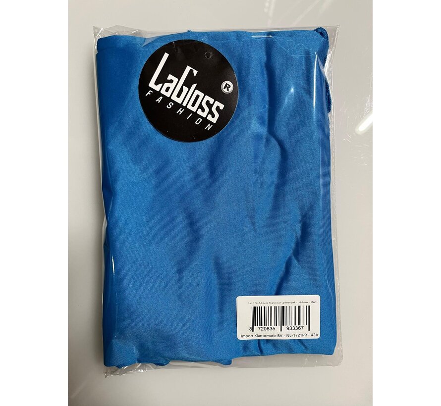 LaGloss® 3-in-1 Eén-Schouder Strandcover-Up – Lichtblauw – Stretchy & Lichtgewicht Kruisriemontwerp – Elegante Strandjurk voor over Bikini – Maat L