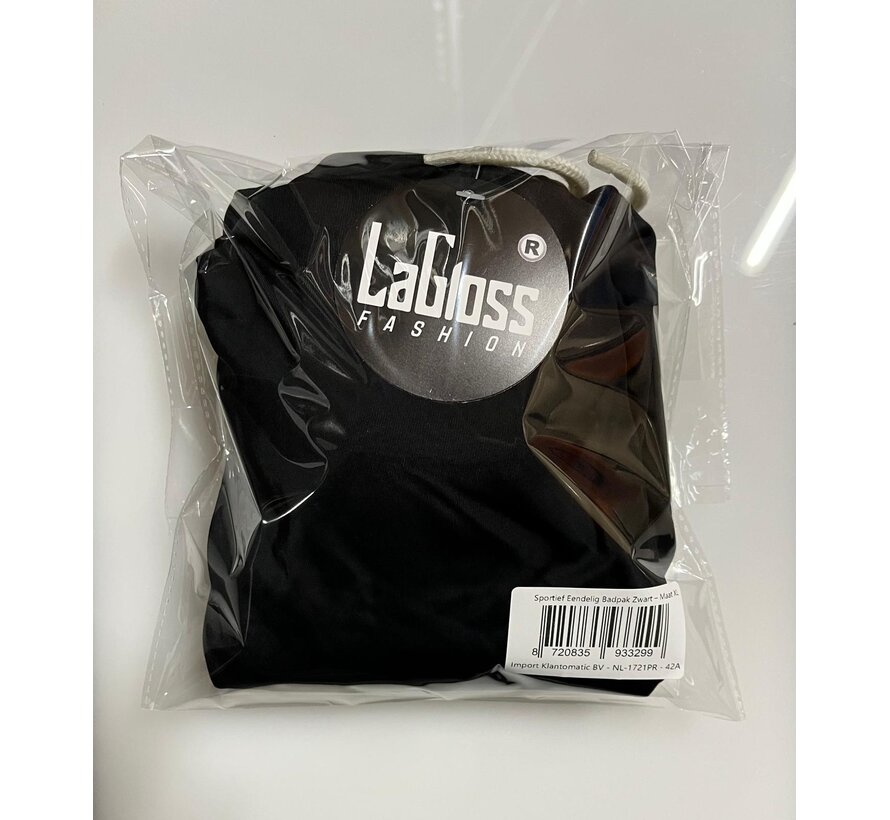 LaGloss® Sportief Eendelig Badpak Zwart – Hoge Stretch – Verwijderbare Vulling – Ronde Hals – Polyamide-Elastaan Mix – Prima Pasvorm – Maat XL