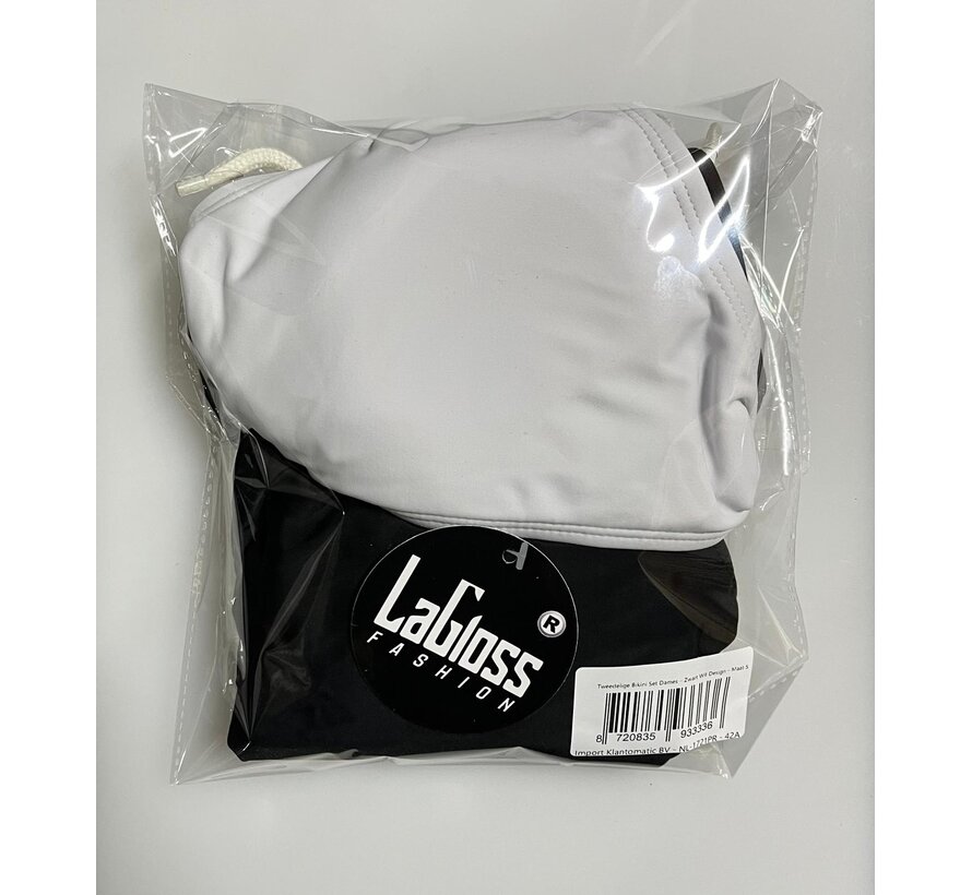 LaGloss® Stijlvolle Bikini Set Dames – Zwart Wit Design – Tweedelig & Hoog Gesneden – Maat S