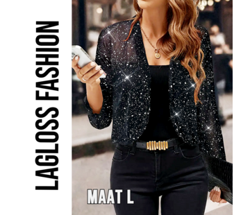 LaGloss Feestelijk Bolerojasje met Lange Mouwen – Zwart – Maat L
