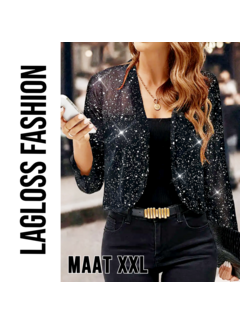 LaGloss Feestelijk Bolerojasje met Lange Mouwen – Zwart – Maat XXL