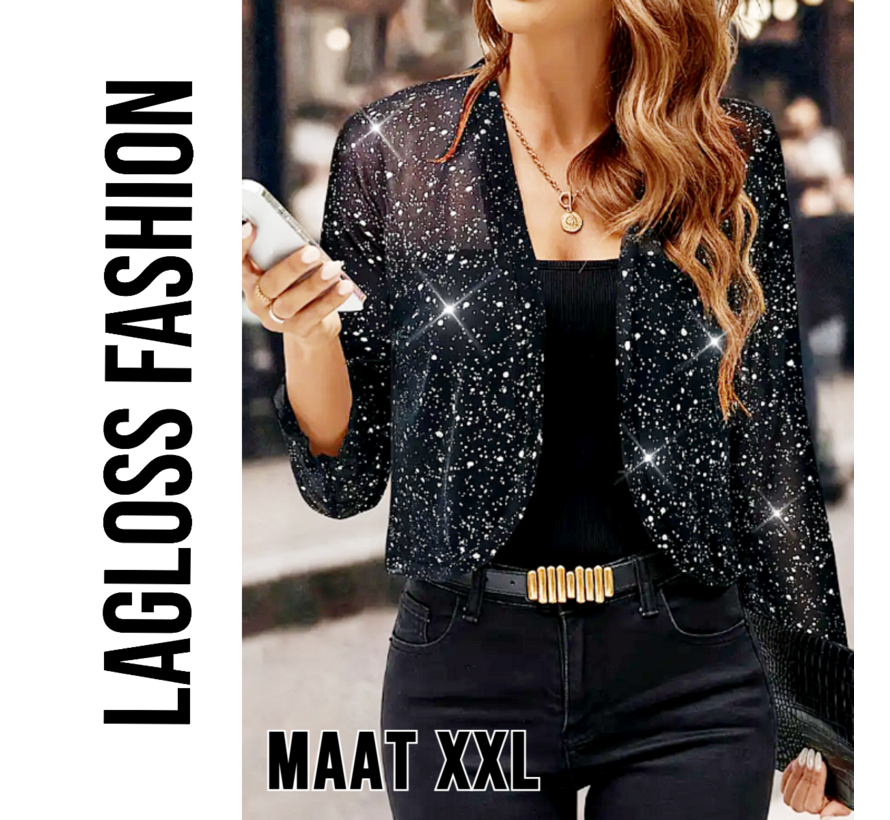 LaGloss® Feestelijk Bolerojasje met Lange Mouwen – Open Voorkant, Licht Elastisch, Perfect voor Kerst, Oud & Nieuw en Avondkleding – Maat XXL