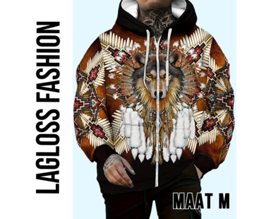 LaGloss Heren Wolf Print Hoodie Jas – Maat M