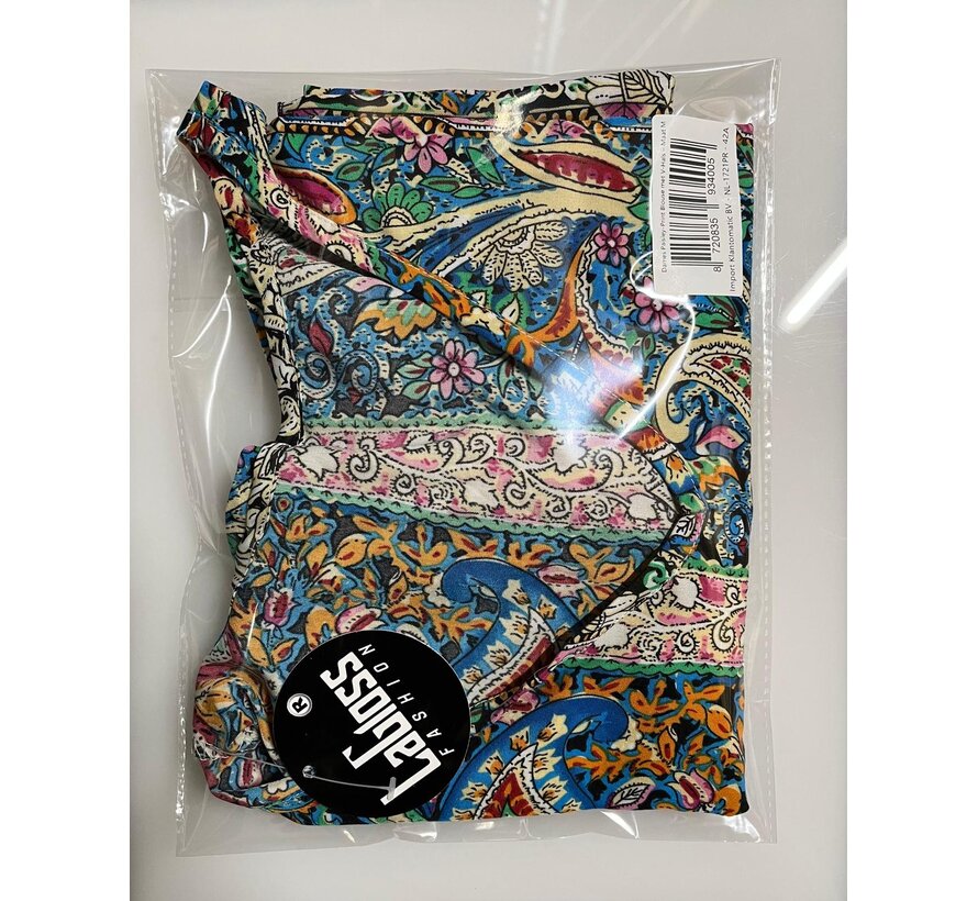 LaGloss® Dames Paisley-Print Blouse met V-Hals – Elegante Losse Zomertop – Satijnachtige Stof en Korte Mouwen – Casual Chic – Maat M