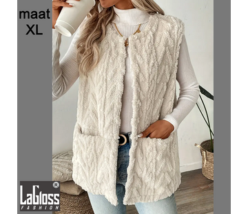 LaGloss Mouwloos Vest Teddy Crème - Bodywarmer - Maat XL