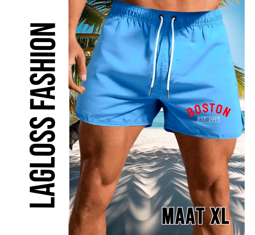 LaGloss® Heren Sportshorts – Lichtgewicht Zwembroek met Zak & Trekkoord – Ademend, Sneldrogend & Comfortabel – Hemelsblauw – Casual Zwemshort – Maat XL