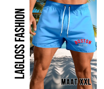 LaGloss Heren Sportshort Zwembroek met Zak & Trekkoord – Hemelsblauw – Maat XXL