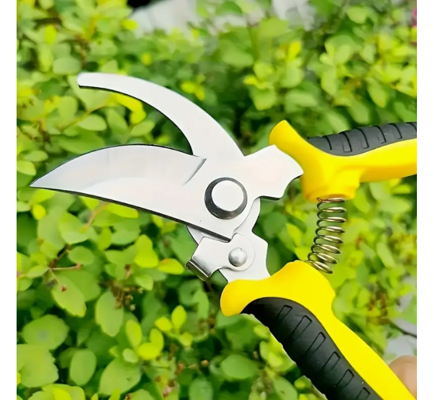 Allernieuwste.nl® Tuin Snoeischaar Roestvrijstaal RVS Takkenschaar Bloemenschaar - Sterke Takken Schaar Snoei Schaar tot 22 mm Tuingereedschap voor Rechts- en Linkshandigen - RVS - Geel