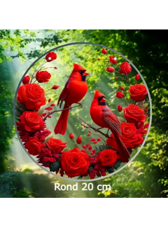 Allernieuwste.nl Kardinaalvogel & Rozenrand Raamhanger - 20 cm Rond