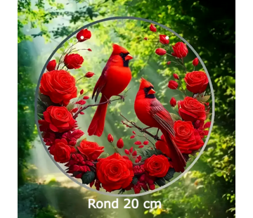 Allernieuwste.nl Kardinaalvogel & Rozenrand Raamhanger - 20 cm Rond