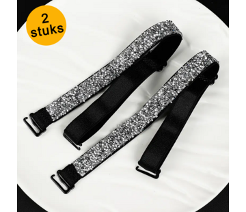 LaGloss 2 Stuks Luxe Strass BH Schouderbandjes Diamantlook – Zwart