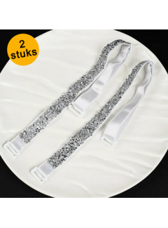 LaGloss 2 Stuks Luxe Strass BH Schouderbandjes Diamantlook –  Wit