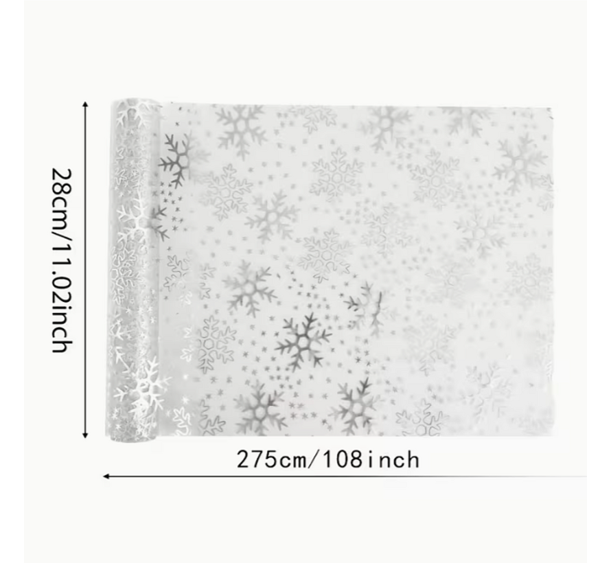 Zilveren Kerst Tafelloper Glitter Metallic - 28 x 275 cm