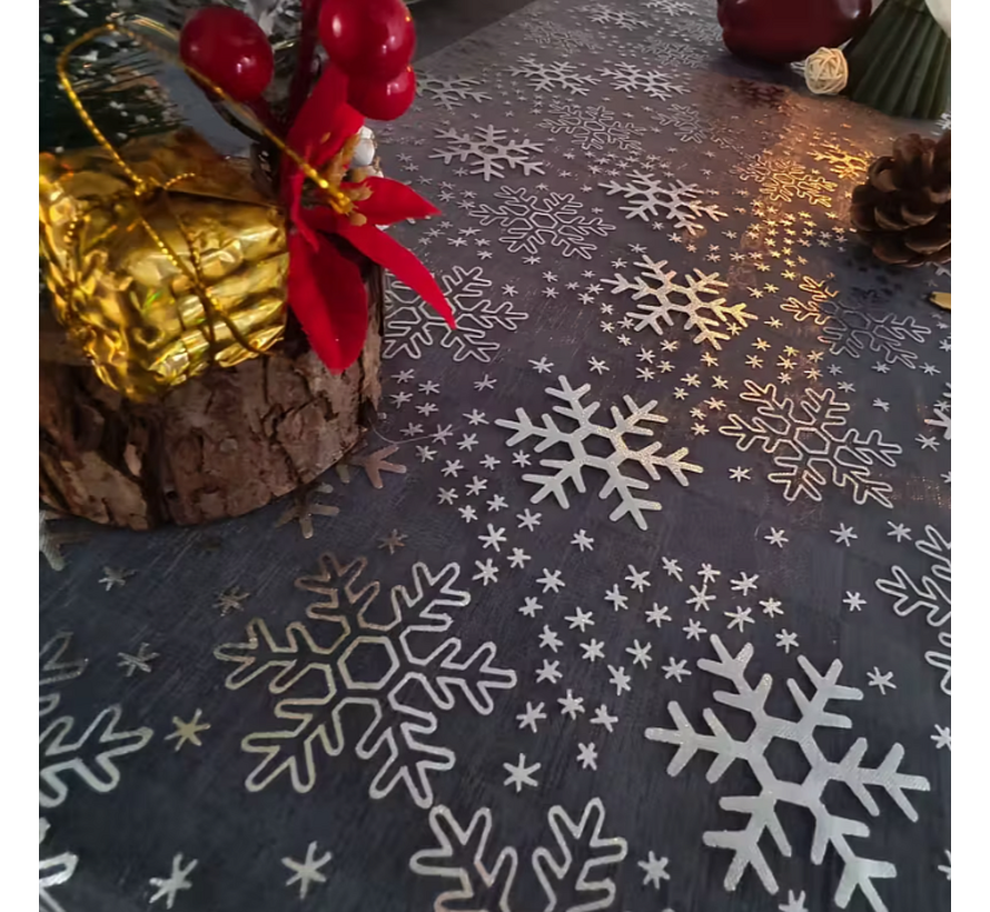 Zilveren Kerst Tafelloper Glitter Metallic - 28 x 275 cm