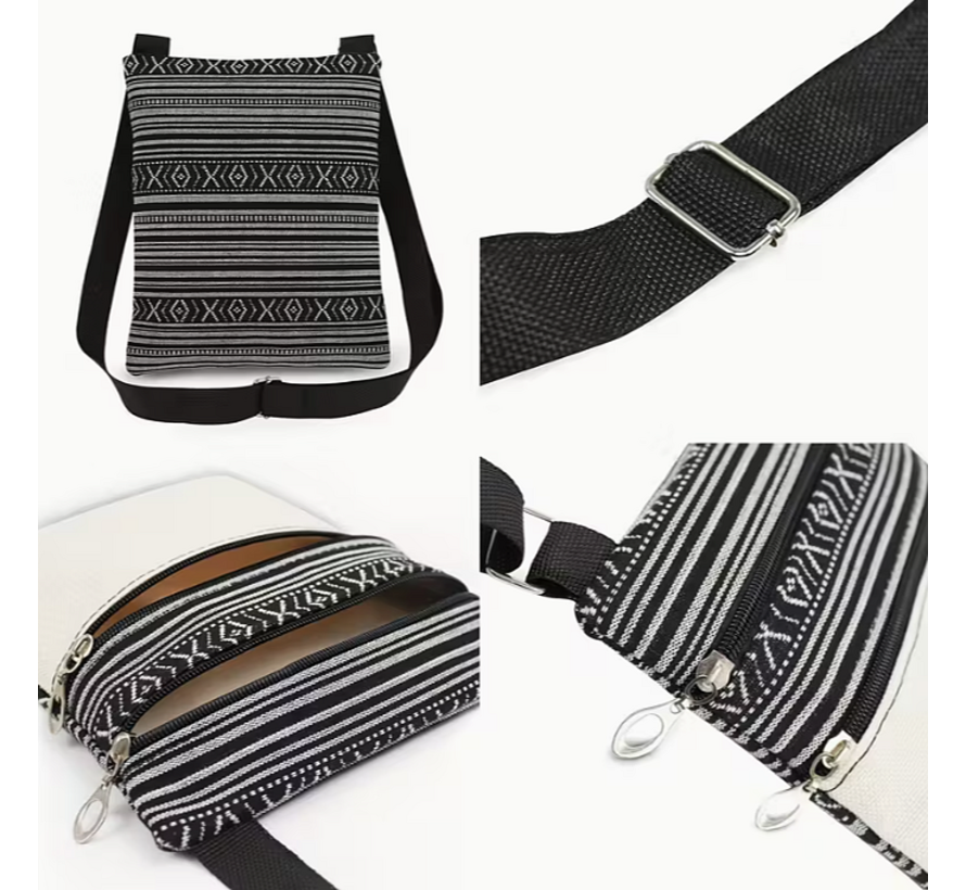 LaGloss® Taichi Olifantendruk Schoudertas – Vintage Bloemen Crossbody Tas – Lichtgewicht Dagelijkse Schouderbag voor Telefoon, Sleutels & Portemonnee – Cadeautas voor Olifantenliefhebbers