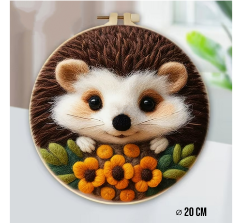 Allernieuwste.nl® DIY Naaldvilt Wolvilt Pakket Egel – Complete Starterset – Met Wol, Naalden, Borduurring & Handleiding – Creatief Hobbypakket voor Beginners & Gevorderden