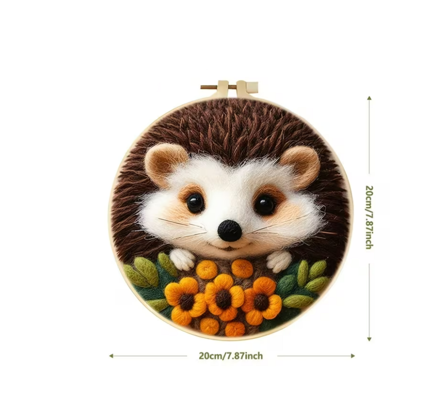 DIY Naaldvilt Wolvilt Pakket Egel – Complete Starterset – Met Wol, Naalden, Borduurring & Handleiding – Creatief Hobbypakket voor Beginners & Gevorderden