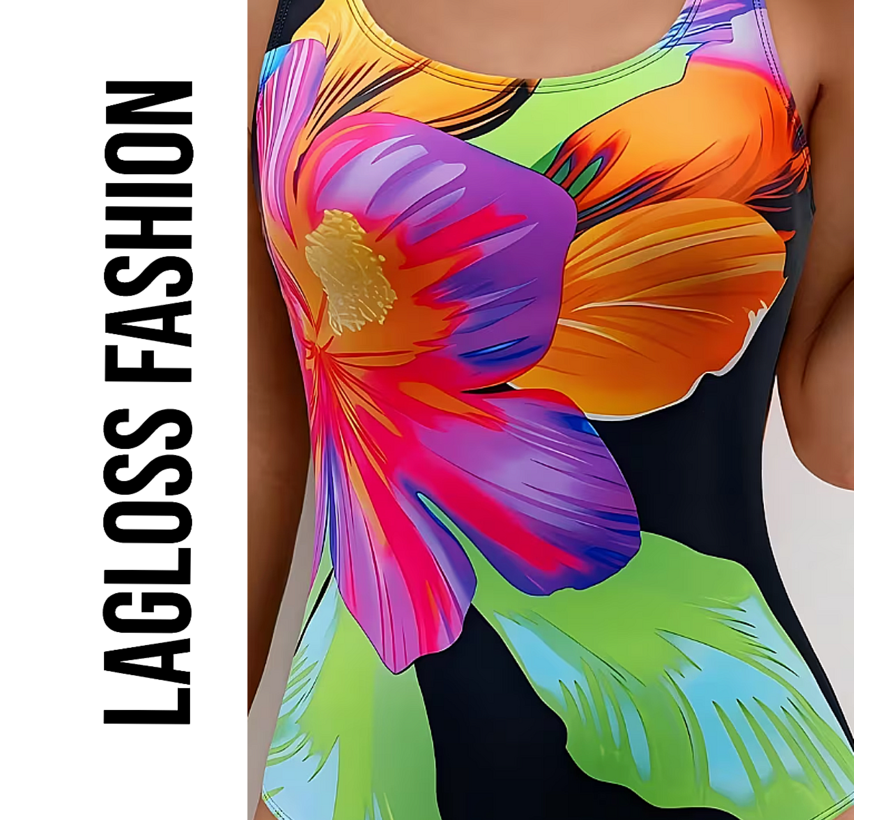 LaGloss® Dames Eendelig Kleurrijk Badpak – Rugloos Sportief Zwempak met Hoge Stretch & Sneldrogende Stof – Perfecte Pasvorm voor Strand, Zwembad & Vakantie – Maat XXL