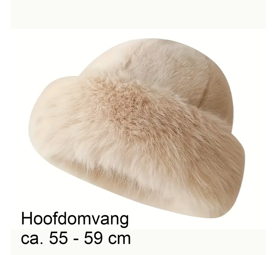 LaGloss® FakeFur Muts Licht Beige - Modieus & Winterwarm - 55-59cm - Faux Fur Stijl