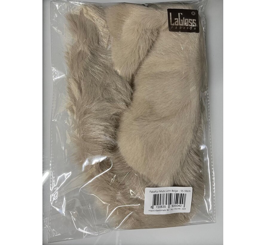 LaGloss® FakeFur Muts Licht Beige - Modieus & Winterwarm - 55-59cm - Faux Fur Stijl