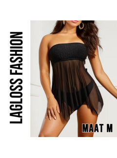 LaGloss Elegante 2-Delige Strapless Tankini Zwart – Maat M